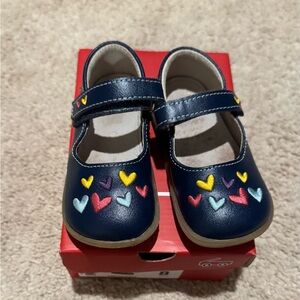 See Kai Run Navy Shoes with Colorful Hearts